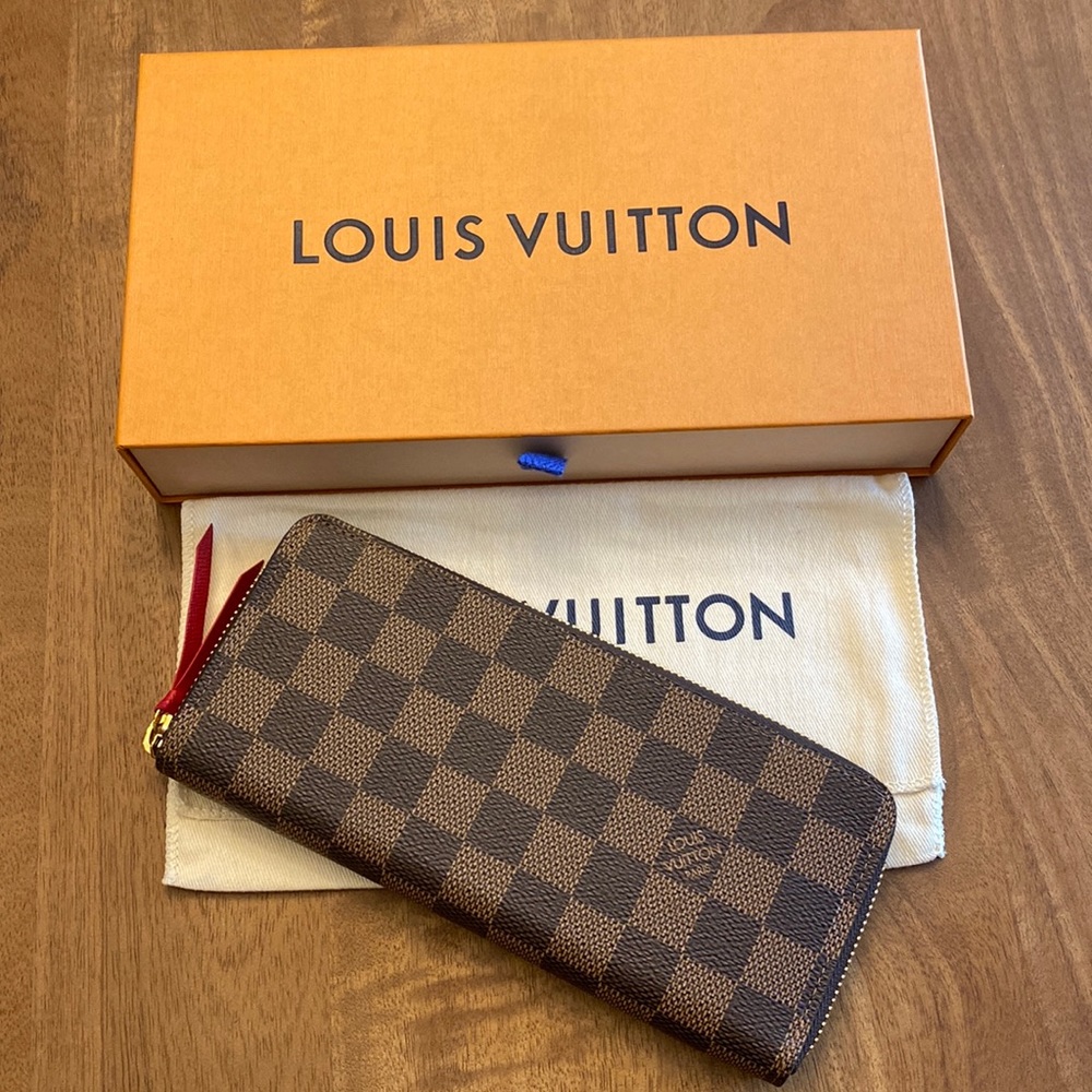 Authentic Louis Vuitton Clemence Wallet Damier Ebene